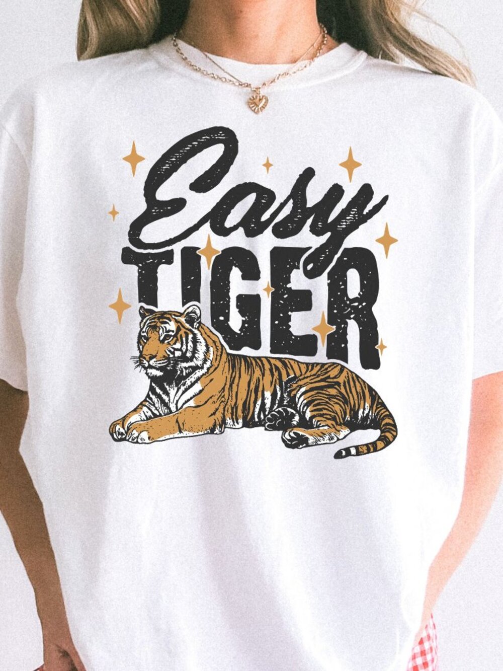 NEW Funny Easy Tiger Graphic Tee Sarcastic Grunge T-Shirt Cool Trendy Tee Shirt
